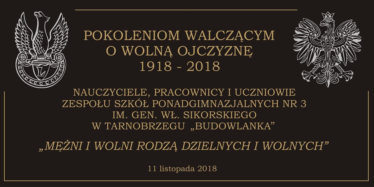 uroczyste odsłonięcie tablicy upamiętniającej  100 lecie Niepodległości Polski
