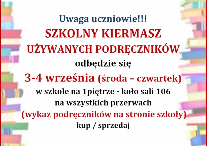 SZKOLNY KIERMASZ UŻYWANYCH PODRĘCZNIKÓW