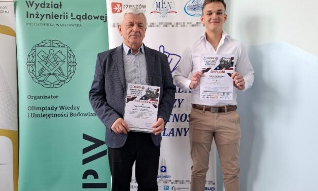 👷‍♂️Kamil Podporski uczeń klasy 5 technikum budownictwa wyróżniony na Olimpiadzie Budowlanej etapu okręgowego