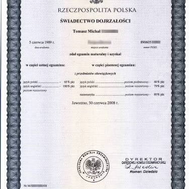 ŚWIADECTWA DOJRZAŁOŚCI I ANEKSY